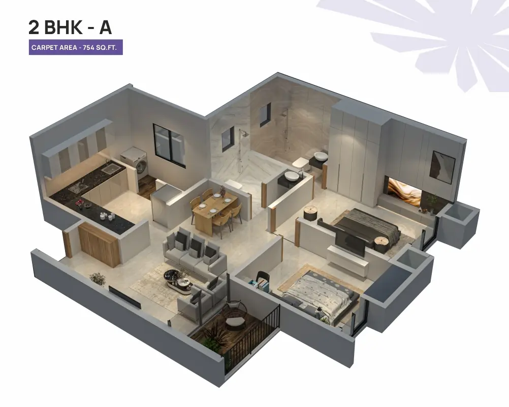 Spacious 3 BHK Living Spaces